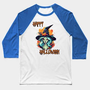 Spooky Witch Happy Halloween Baseball T-Shirt